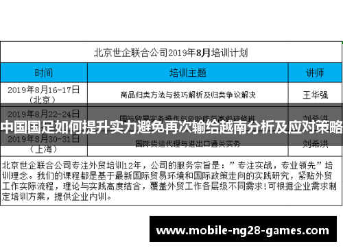 中国国足如何提升实力避免再次输给越南分析及应对策略 中国国足如何提升实力避免再次输给越南分析及应对策略